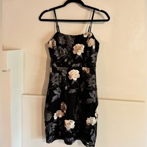 Lulu’s embroidered floral black mini dress